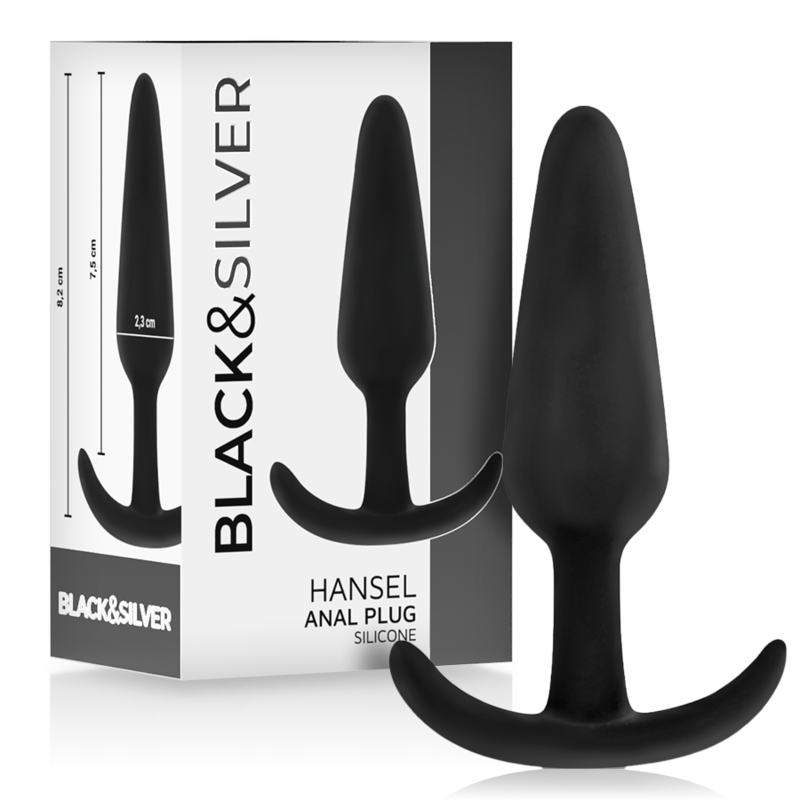 Plug Anale in Silicone Black&Silver Hansel — Taglia S