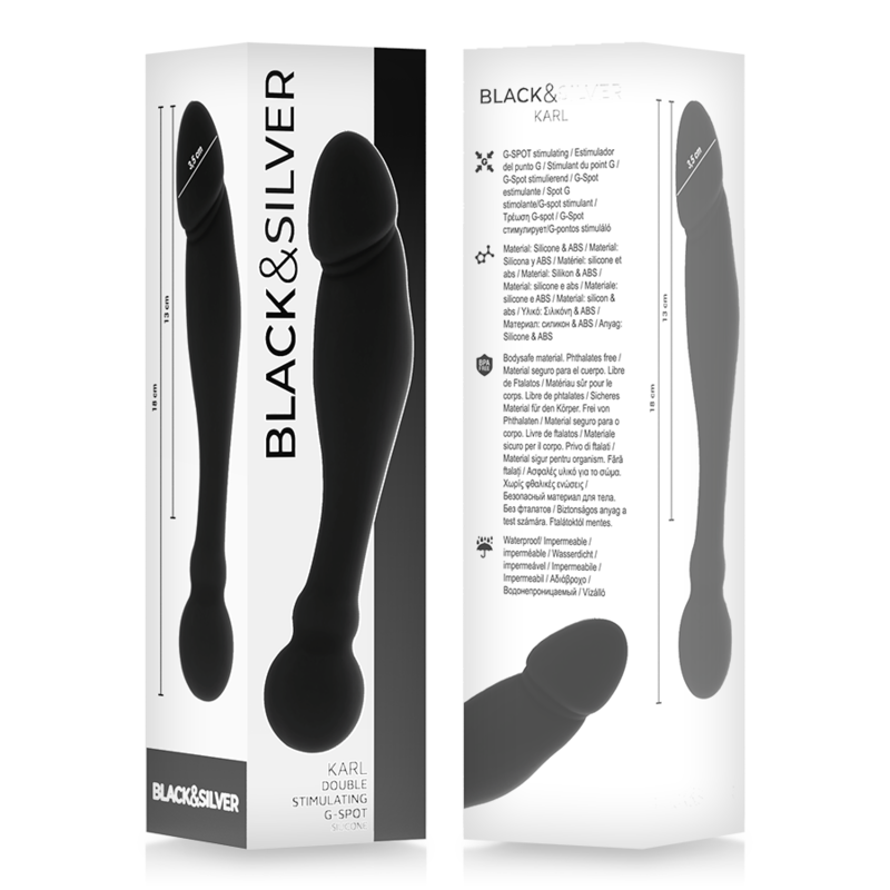Dildo Realistico Punto G Black&Silver Karl — 18 cm