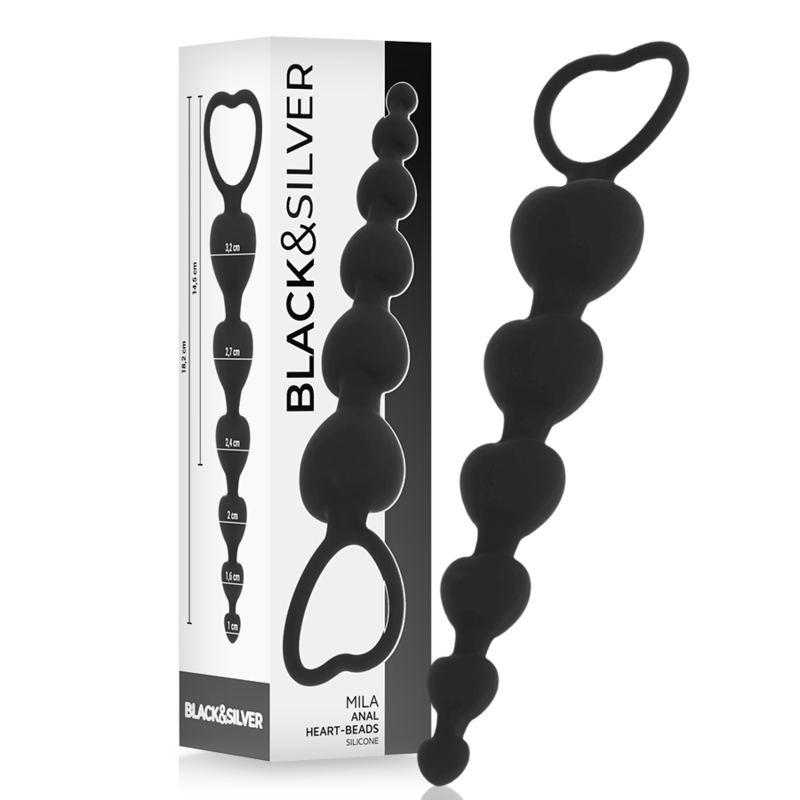 Plug Anale a Sfere Black&Silver Mila — Catena Graduata 18 cm