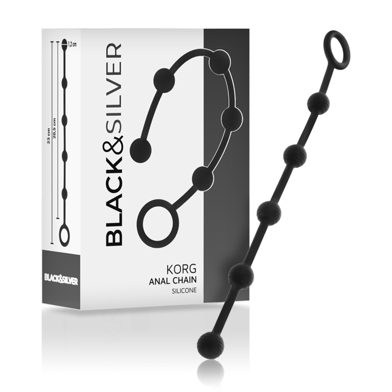 Palline Anali per Principianti Black&Silver Korg — Silicone 21 cm