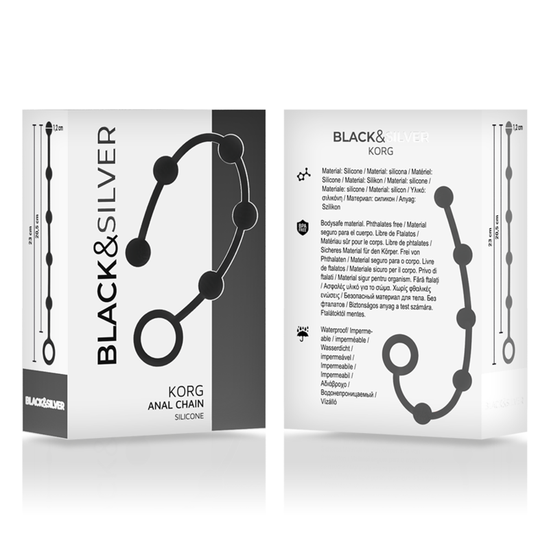 Palline Anali per Principianti Black&Silver Korg — Silicone 21 cm