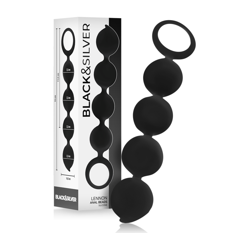Plug Anale a Sfere Black&Silver Lennon — Silicone, 4 Sfere