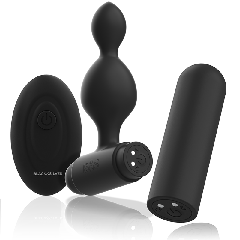 Plug Anale Vibrante con Telecomando Black&Silver Tucker — 8 cm