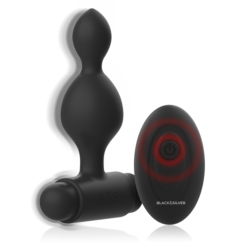 Plug Anale Vibrante con Telecomando Black&Silver Tucker — 8 cm