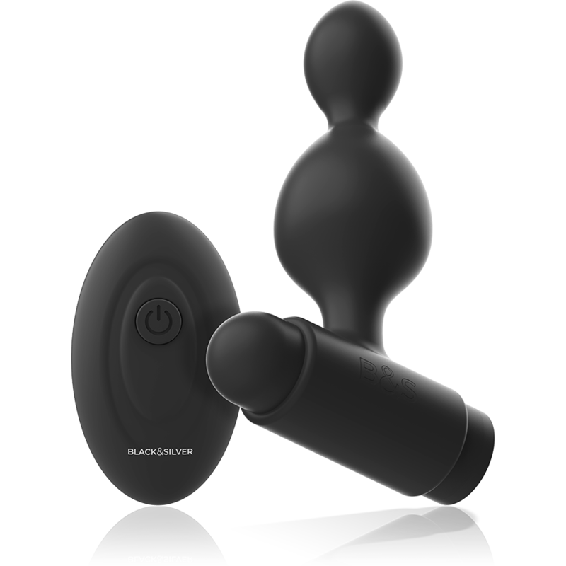 Plug Anale Vibrante con Telecomando Black&Silver Tucker — 8 cm