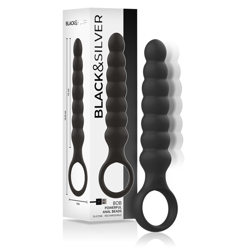 Plug Anale Vibrante Black&Silver Bob — Silicone Morbido