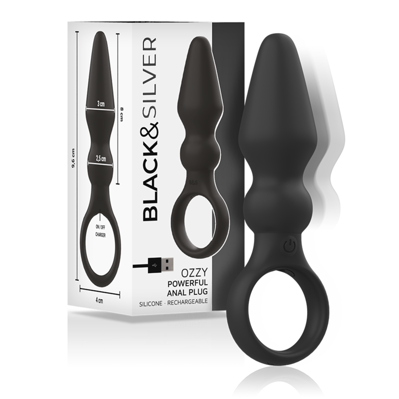 Plug Anale Vibrante Black&Silver Ozzy — Silicone Doppio Strato