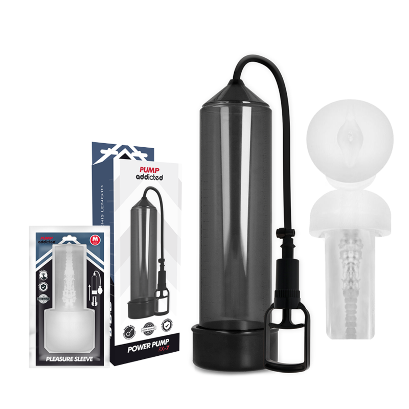 Pompa Pene con Masturbatore Pump Addicted RX7 — Nero