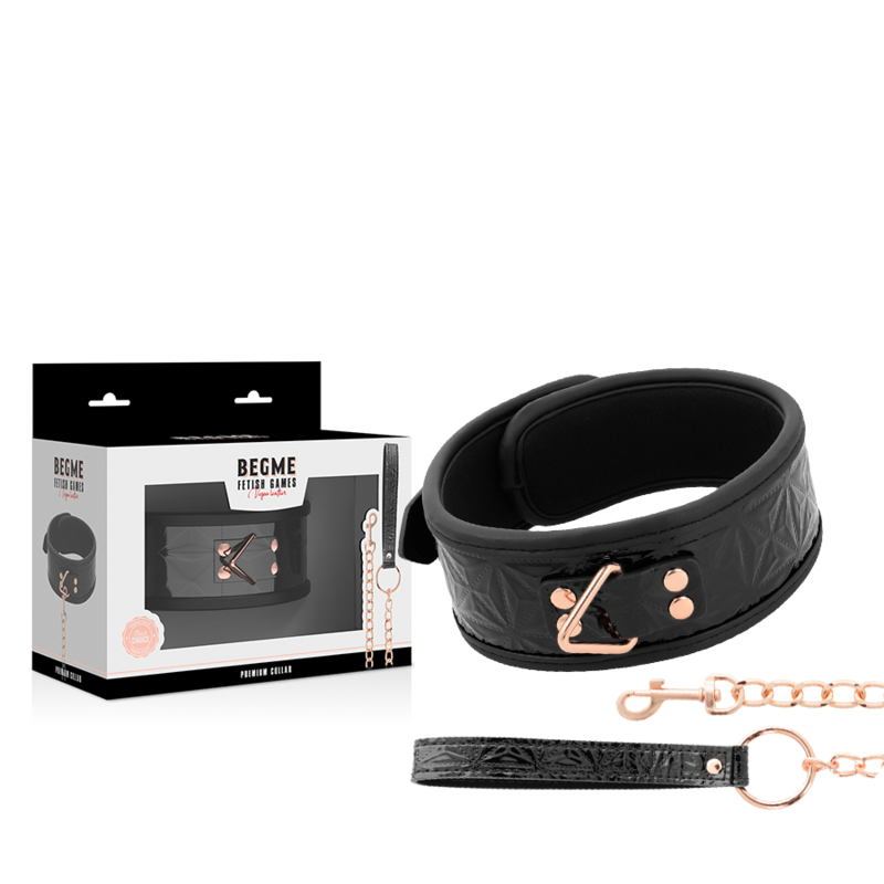Collare BDSM in Pelle Vegana Begme Black Edition — Nickel Free