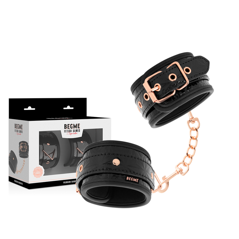 Manette BDSM in Pelle Vegana Begme Black Edition — Nickel Free