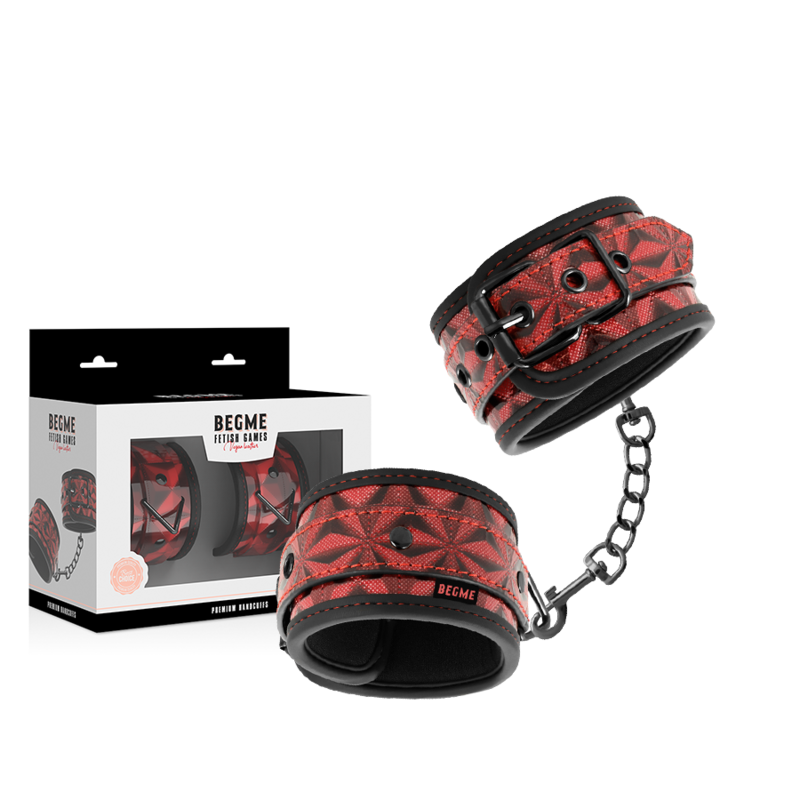 Manette BDSM in Pelle Vegana Begme Red Edition — Fodera Neoprene