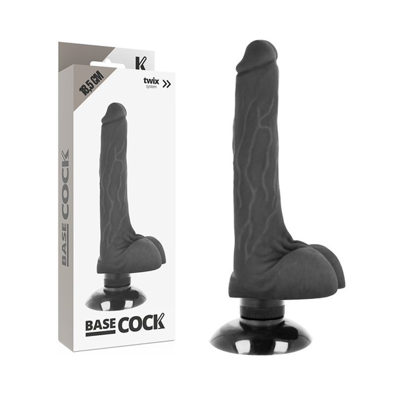Dildo Realistico Vibrante Basecock 2-1 — 18.5 cm, Nero