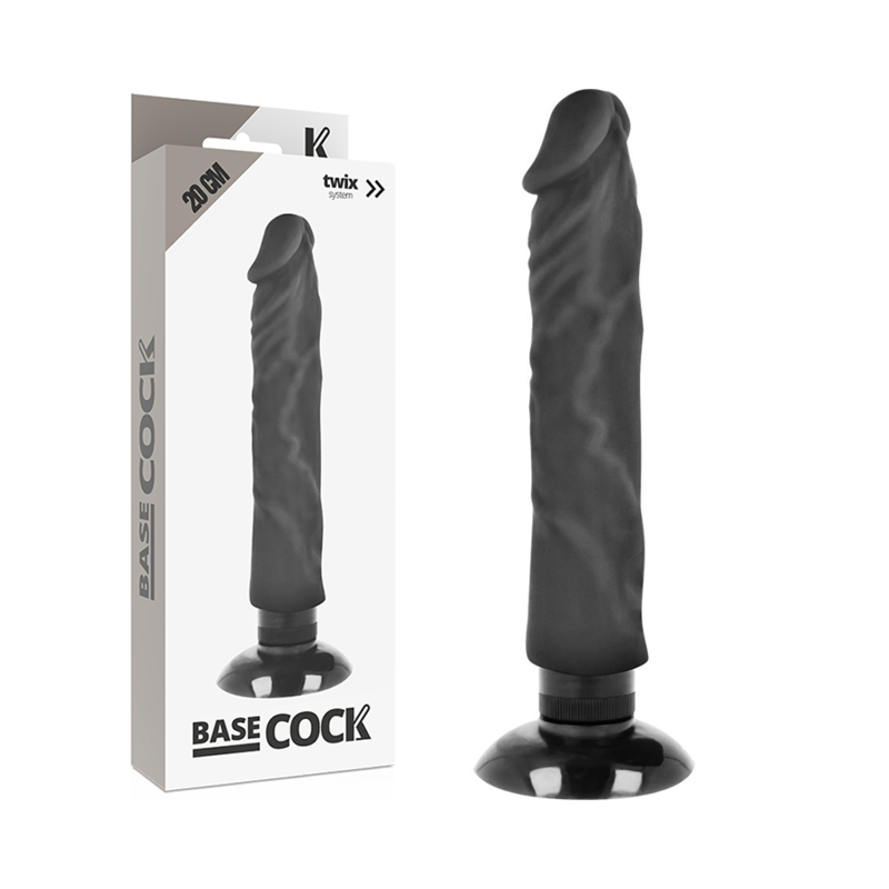 Dildo Realistico Vibrante Basecock 2-in-1 — Nero 20 cm