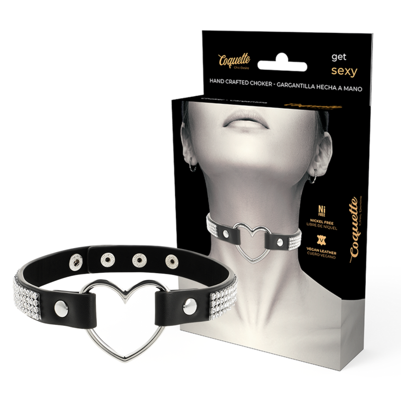 Collare BDSM in Pelle Vegana Coquette Chic Desire — con Cuore