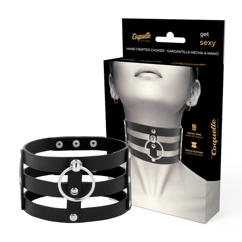 Collare BDSM in Pelle Vegana Coquette Chic Desire — Regolabile