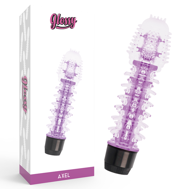 Vibratore Jelly Glossy Axel — TPE Platino, 14 cm, Lilla