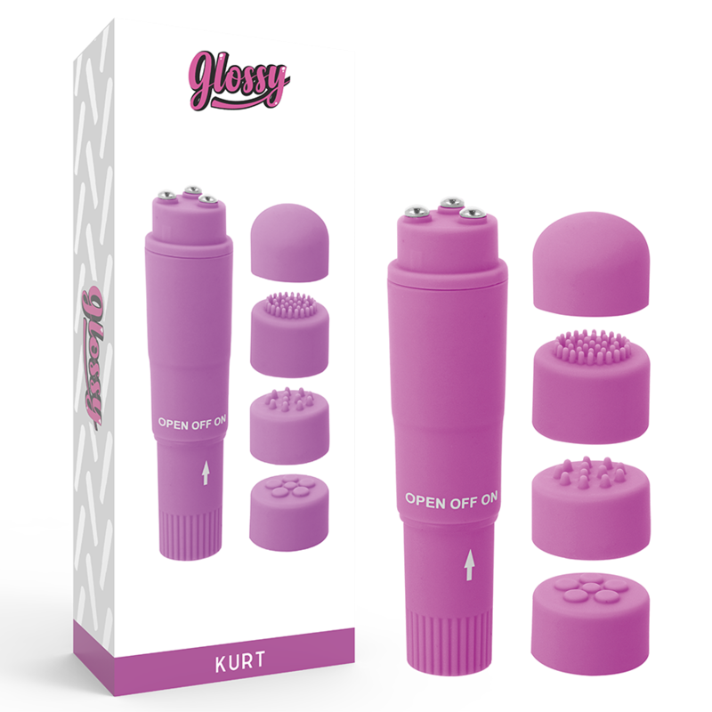 Vibratore Pocket Glossy Kurt — 4 Testine, Viola