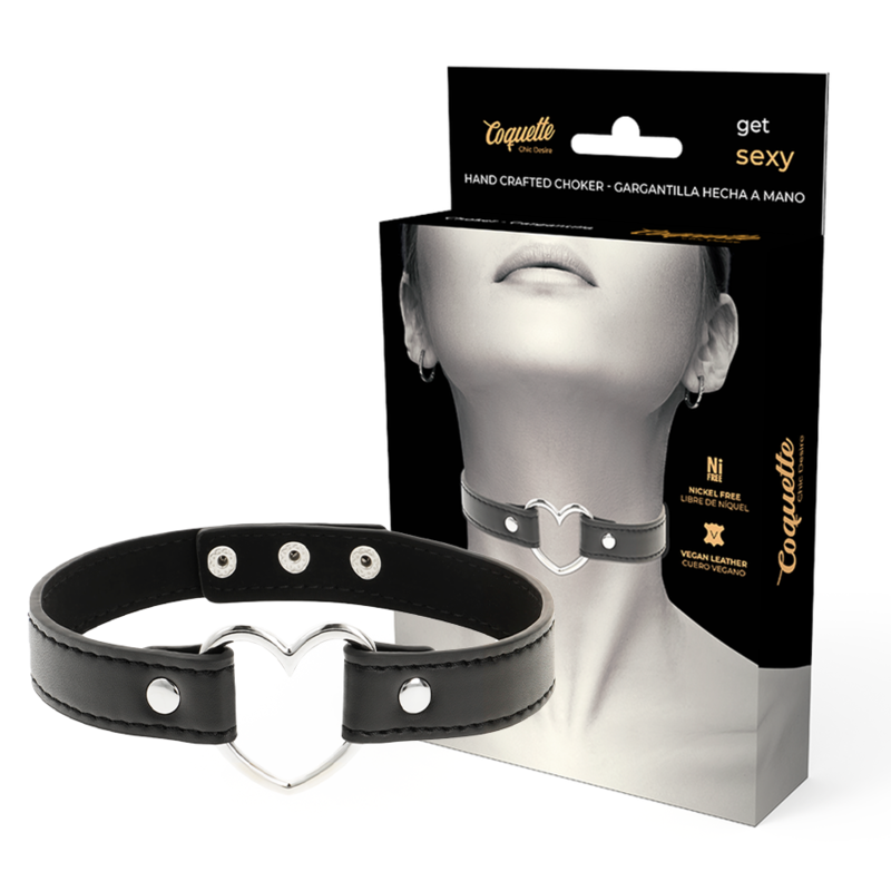 Collare Fetish in Pelle Vegana Coquette Chic Desire — con Cuore