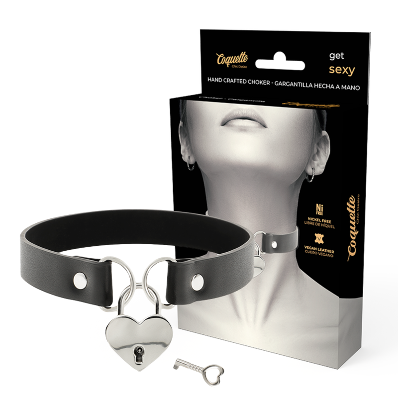 Collare BDSM Fetish Coquette Chic Desire — Pelle Vegana, 40 cm