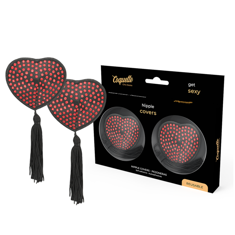 Copricapezzoli Adesivi Coquette Chic Desire — Cuore, Nero/Rosso