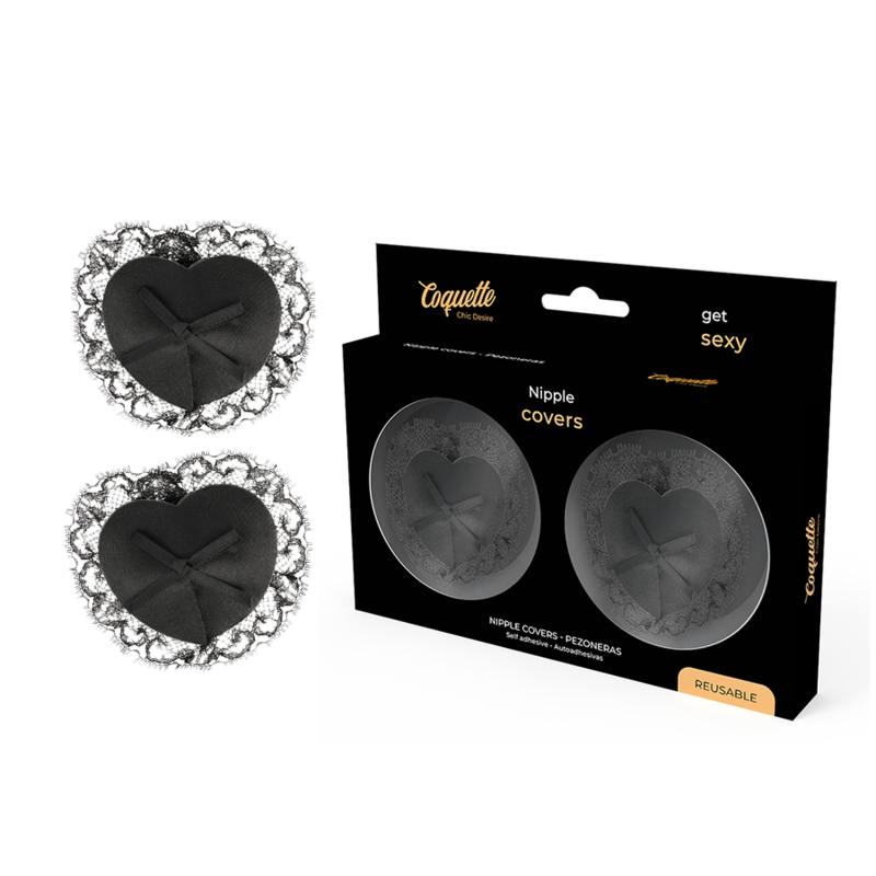 Copricapezzoli in Pizzo Autoadesivi Coquette Chic Desire — Nero