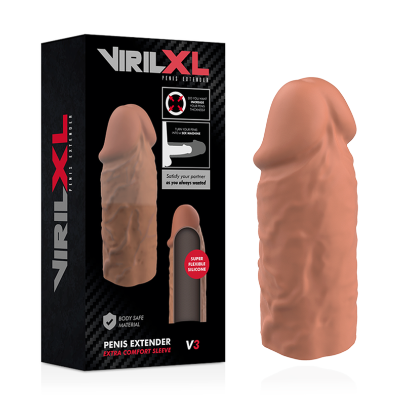 Guaina Fallica in Silicone VirilXL Extension V3 — Marrone