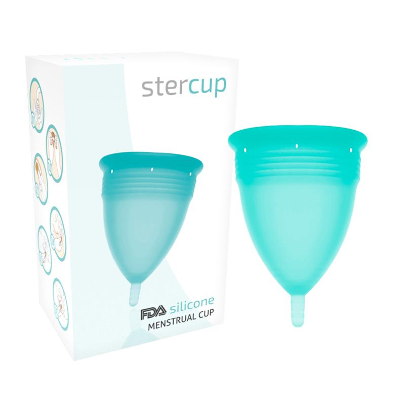 Coppetta Mestruale in Silicone Stercup — Taglia L, Acquamarina