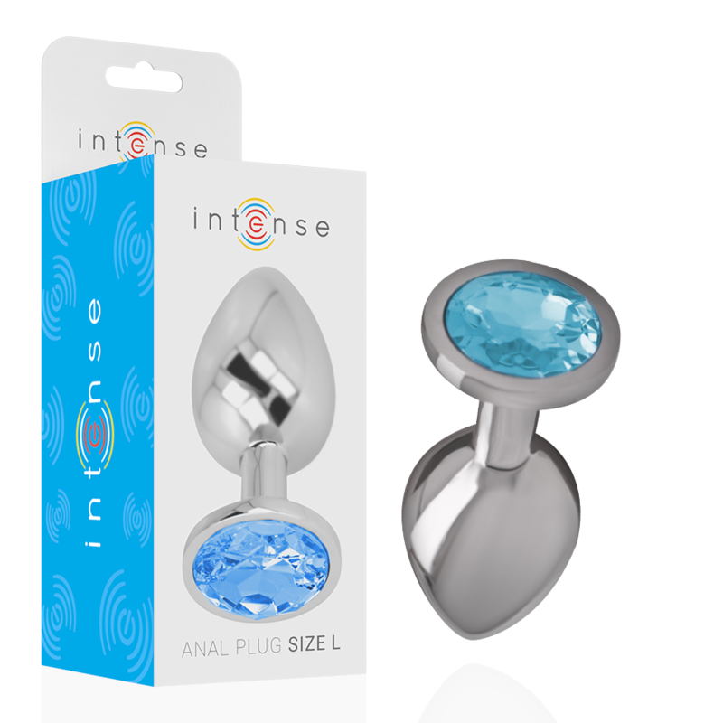 Plug Anale in Metallo Intense Diamond — Cristallo Blu, Taglia L