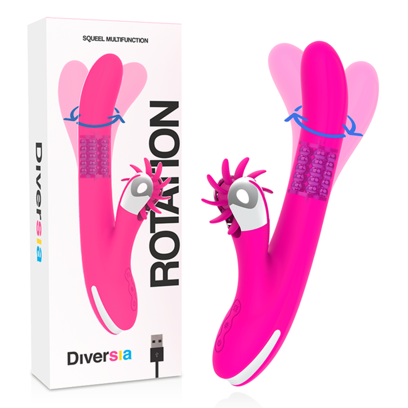 Vibratore Rabbit Rotante Diversia — Silicone, 24 cm