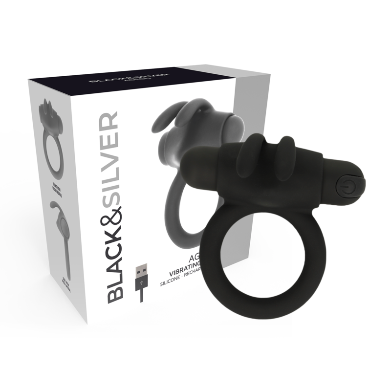 Anello Fallico Vibrante Black&Silver Agron 2.0 — Elastico