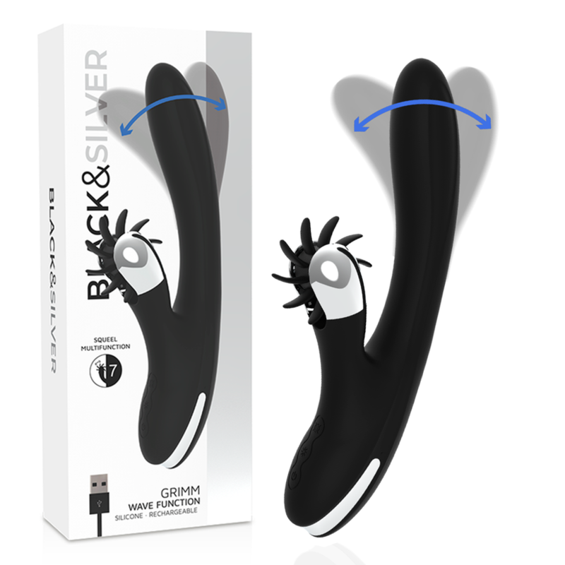 Vibratore Rabbit Black&Silver Grimm — Funzione Onda
