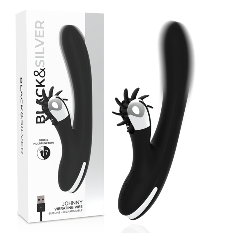 Vibratore Rabbit Black&Silver Vibra Bunny Johnny — Silicone