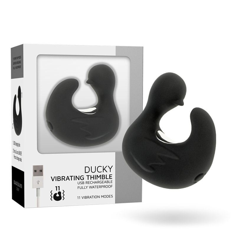 Stimolatore Clitoride a Ditale Black&Silver Duckymania — Silicone