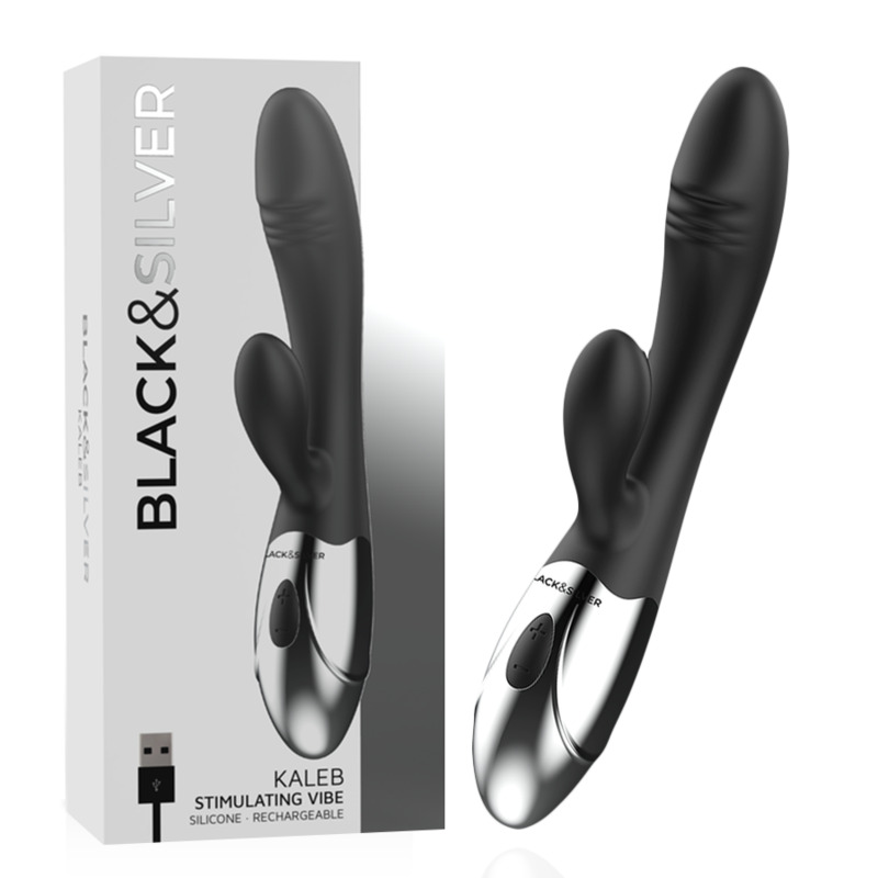 Vibratore Rotante Ricaricabile Black&Silver Kaleb — Silicone