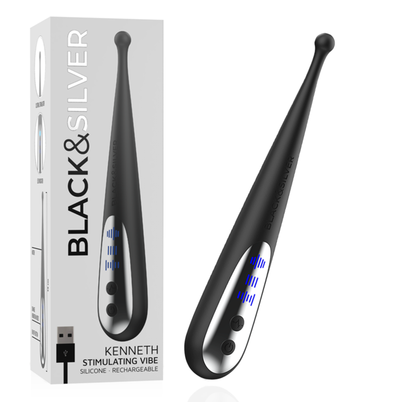 Vibratore Ricaricabile USB Black&Silver Kenneth — Silicone Morbido