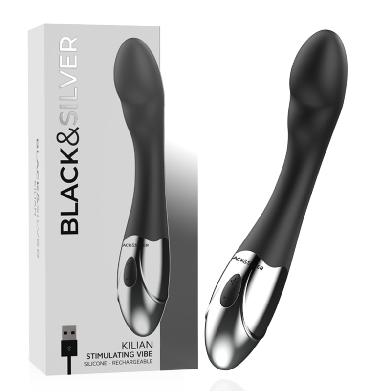 Vibratore Rabbit Black&Silver Kilian — Silicone, Ricaricabile USB