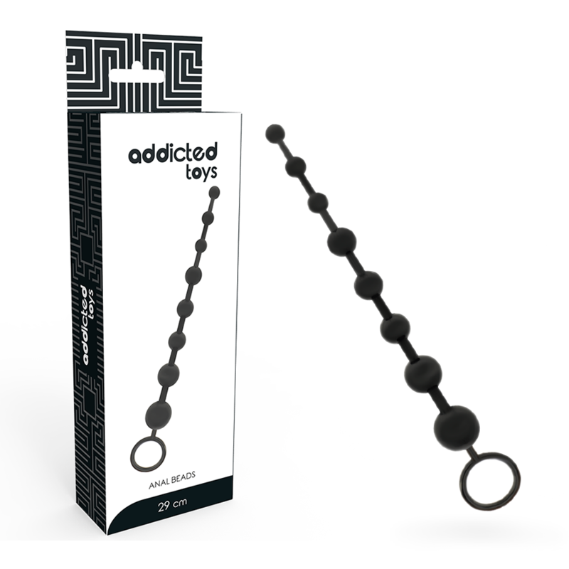 Plug Anale a Palline Addicted Toys — 8 Sfere, 29 cm, Nero