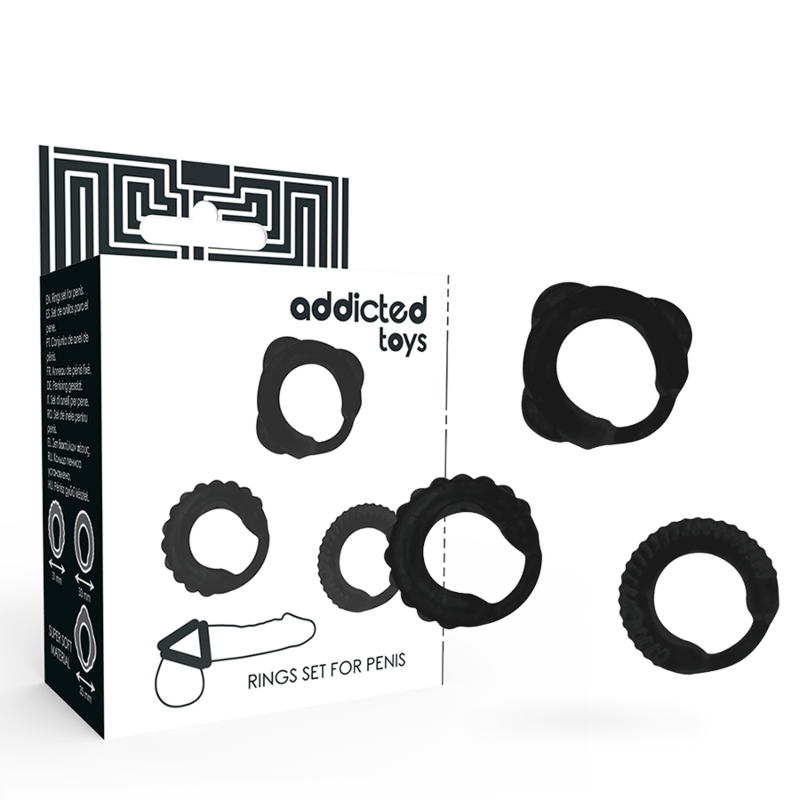 Anello Fallico Set Addicted Toys C-Ring — Nero