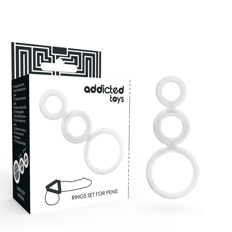 Set Anelli Fallici Addicted Toys — Trasparente, 3 Misure