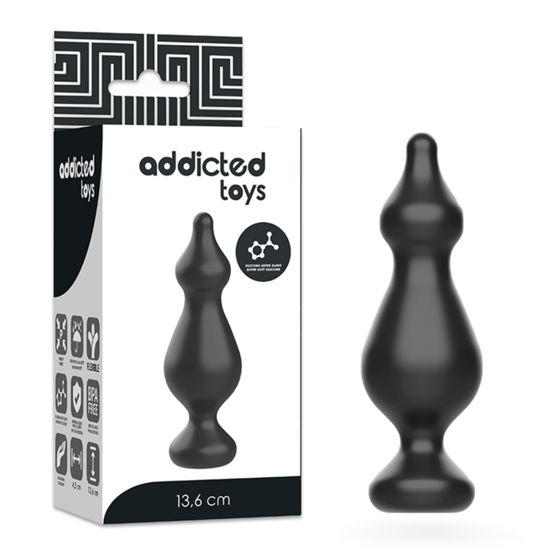 Plug Anale in Silicone Addicted Toys — 13,6 cm, Nero