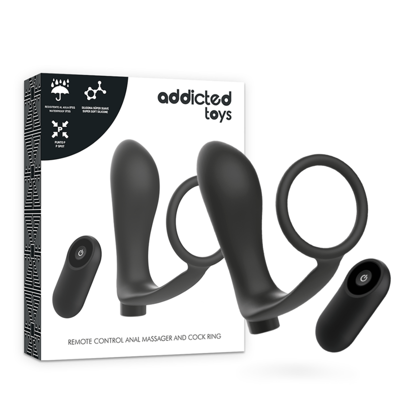 Anello Fallico Vibrante con Plug Anale Addicted Toys Annal — Nero