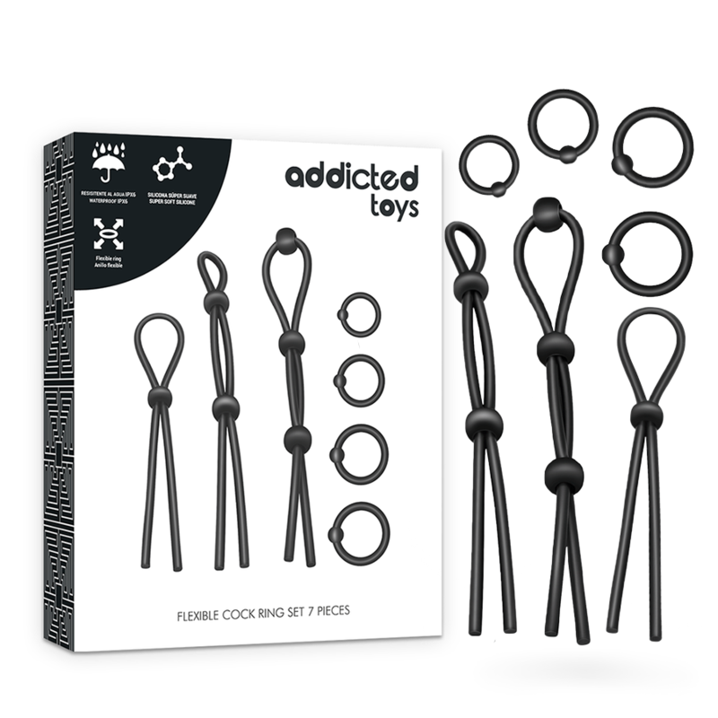 Kit Anelli Fallici Flessibili Addicted Toys — Silicone, 7 Pezzi