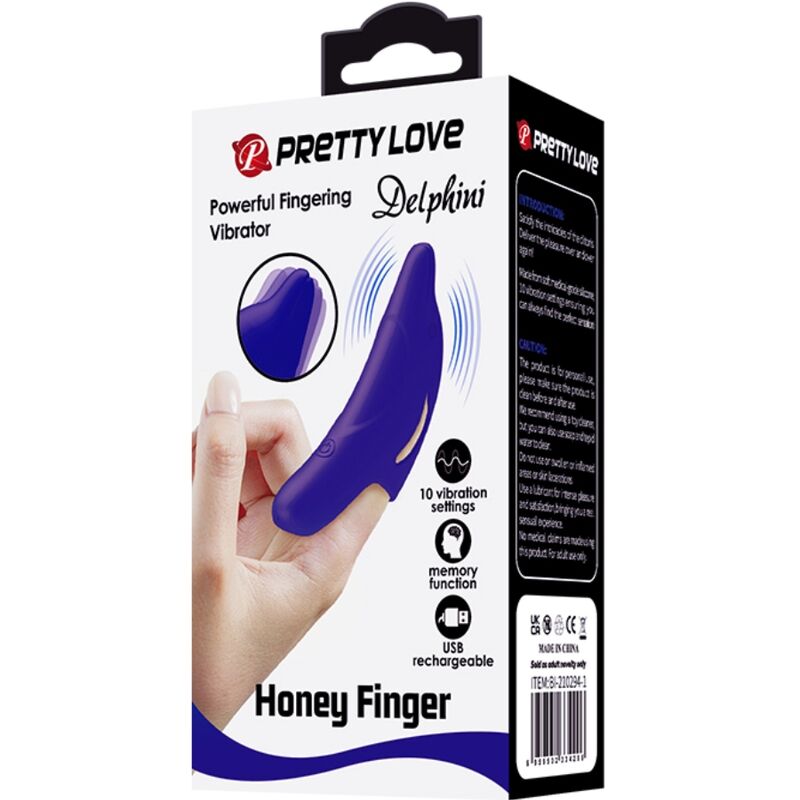 Vibratore da Dito Pretty Love Delphini — Silicone, 10 Funzioni