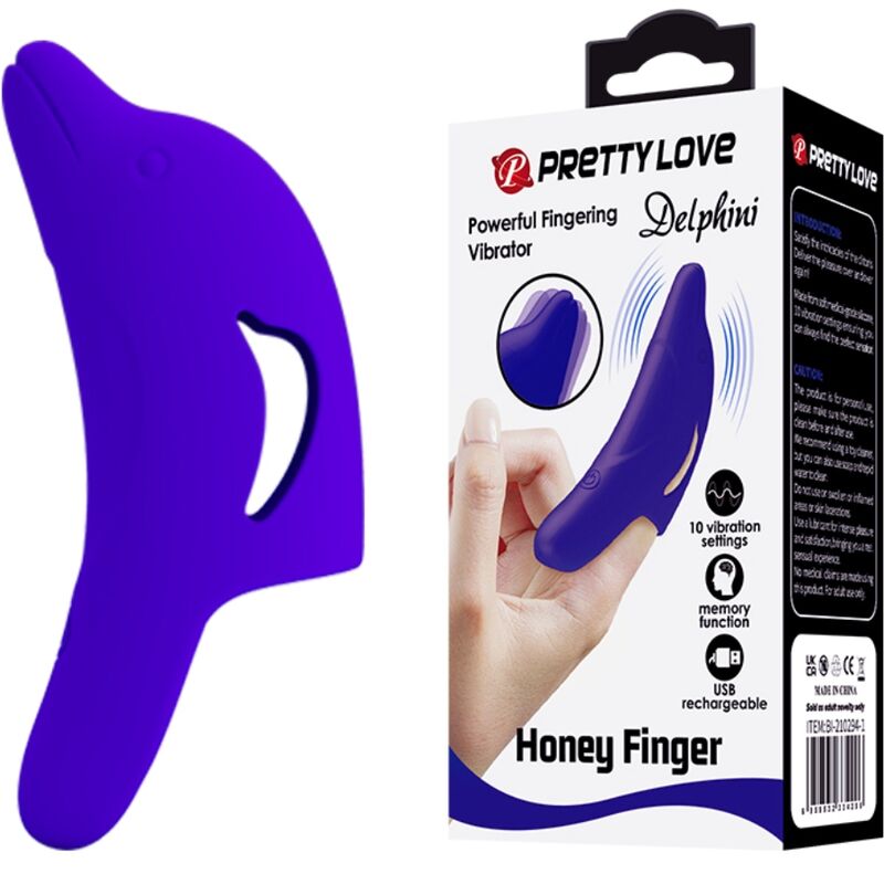 Vibratore da Dito Pretty Love Delphini — Silicone, 10 Funzioni