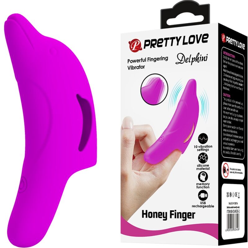 Vibratore da Dito Pretty Love Delphini — Silicone, 10 Funzioni