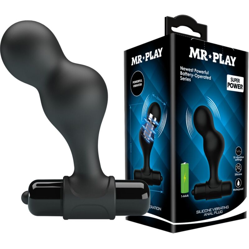 Plug Anale Vibrante Mr Play — Silicone, 10 Modalità, Nero