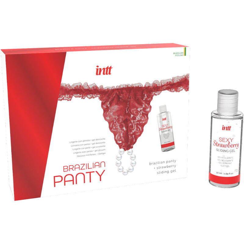 Lingerie con Perle e Lubrificante Fragola Intt Releases — 50 ml