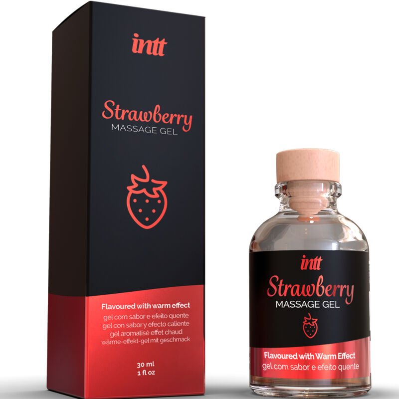 Gel da Massaggio Erotico Baciabile INTT Strawberry — Effetto Caldo