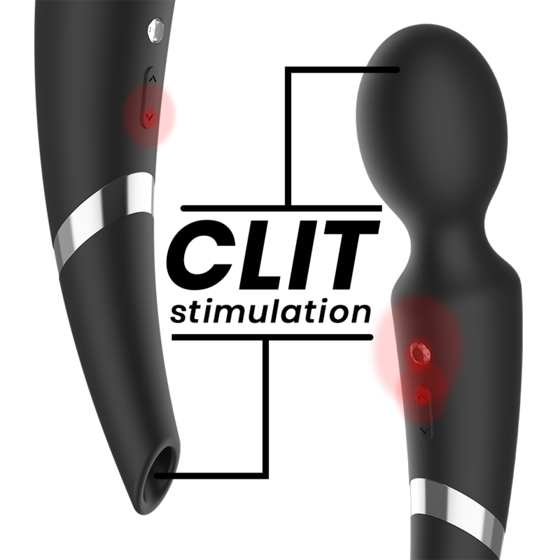 Vibratore Wand con Ventosa Black&Silver Beck — Silicone 2 in 1