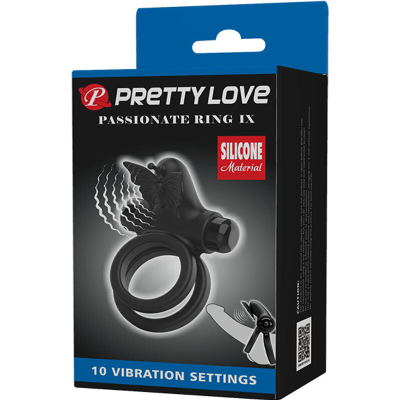 Anello Fallico Vibrante Doppio Pretty Love — Silicone, 10 Funzioni
